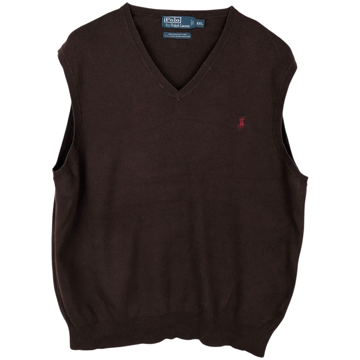 古着 ラルフローレン Ralph Lauren POLO by Ralph Lauren Vネック ピマコットンニットベスト メンズXXL相当/eaa620715