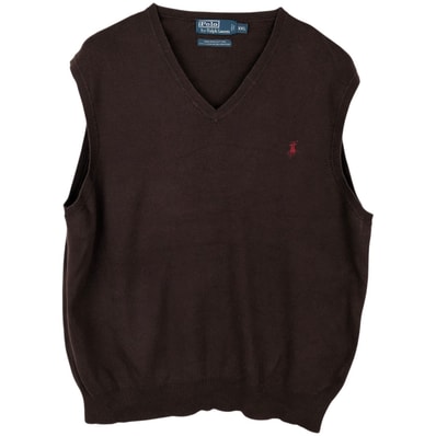 古着 ラルフローレン Ralph Lauren POLO by Ralph Lauren Vネック ピマコットンニットベスト メンズXXL相当/eaa620715