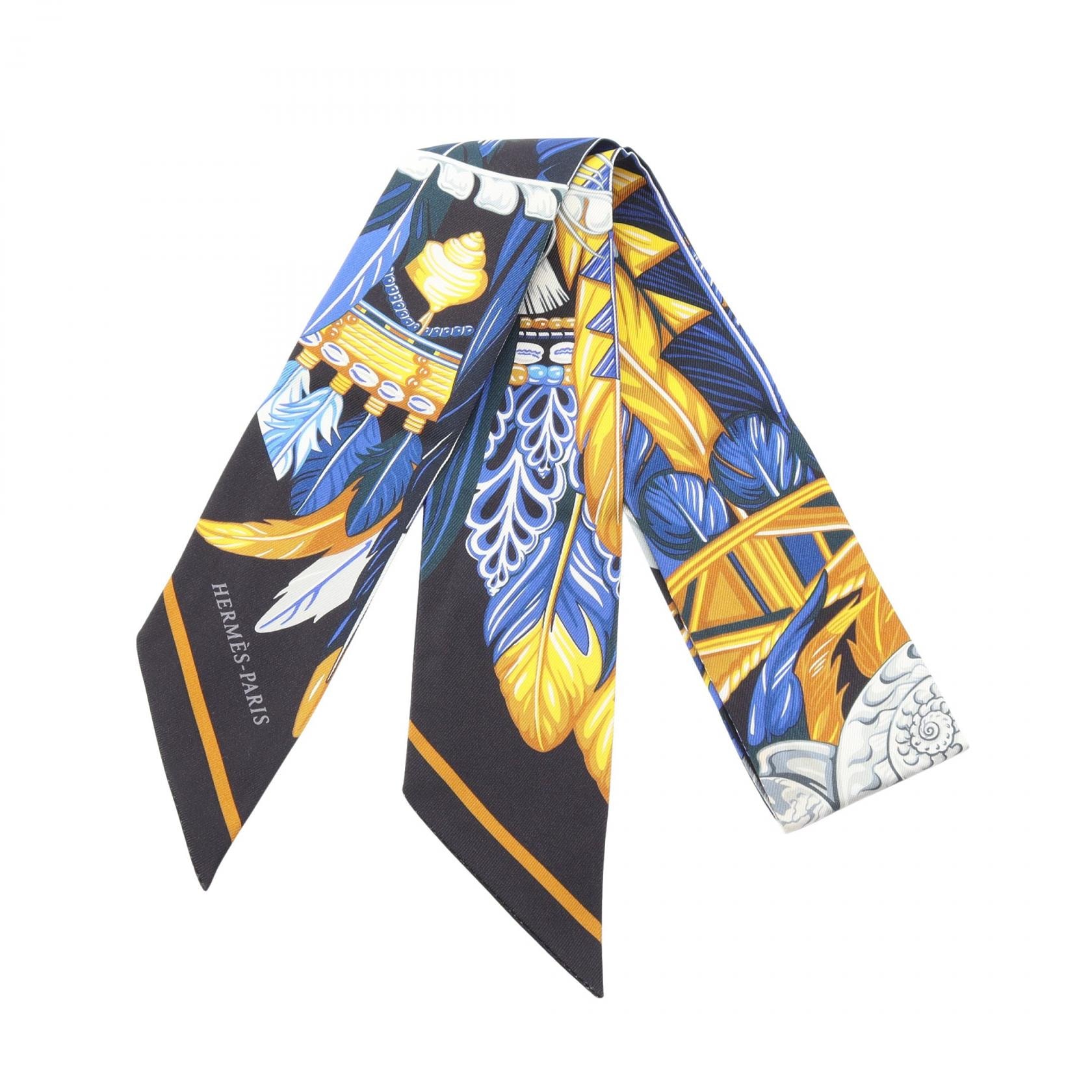エルメス HERMES ツイリー Danse Pacifique スカーフ 衣料品 シルク シルク レディース ブラック系 / ブルー系 / マルチカラー 【中古】