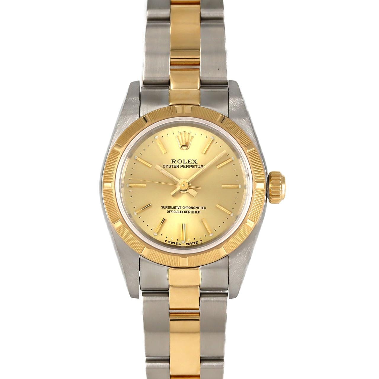 ロレックス オイスターパーペチュアル 76233 SSxYG 自動巻 A番