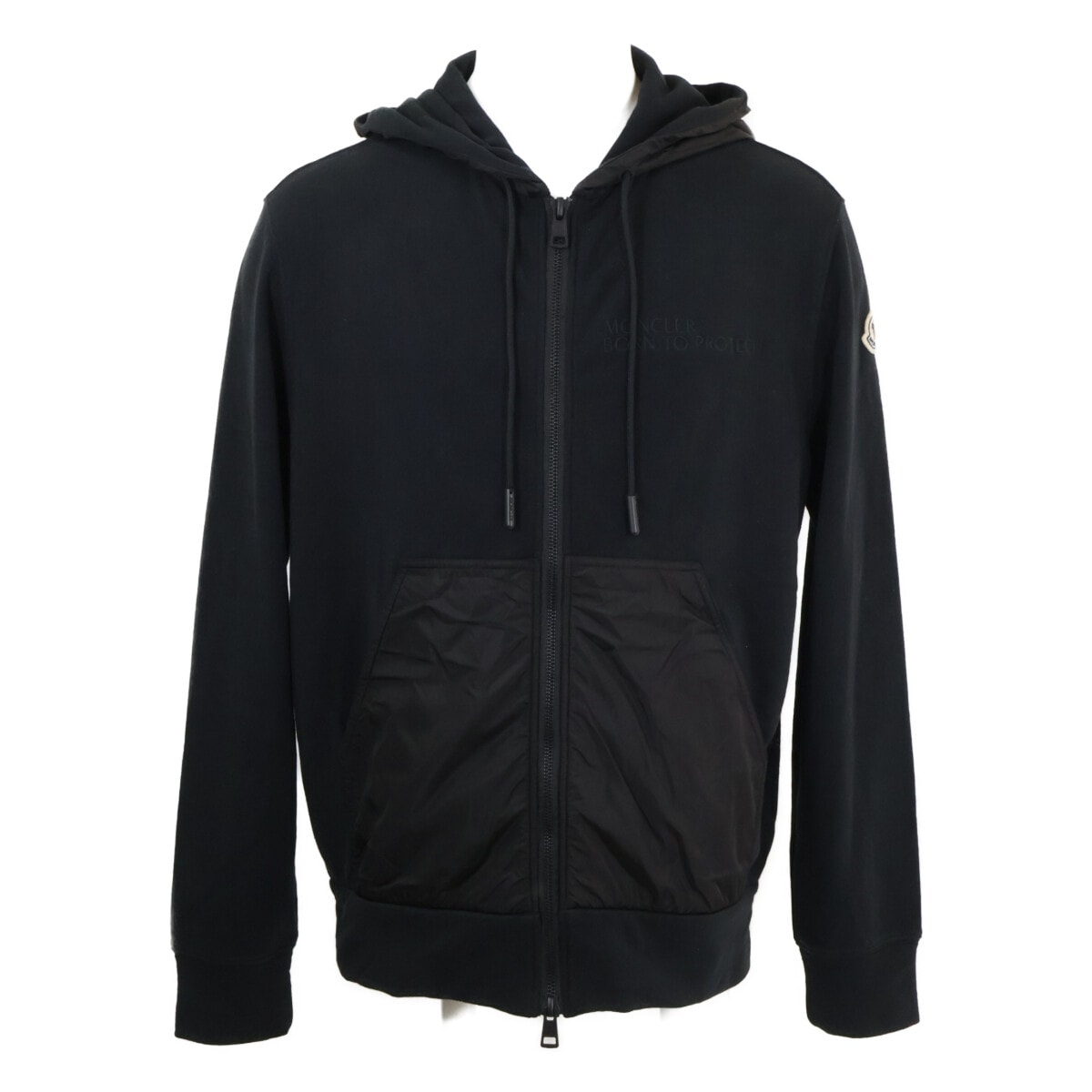 モンクレール BORN TO PROTECT H10918G00042 ZIP UP CARDIGAN コットン/ナイロン切替 ジップアップ パーカー L