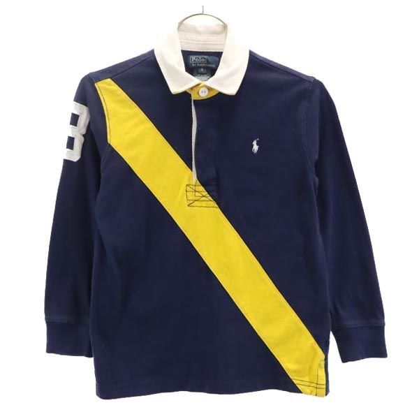 Polo by Ralph Lauren ポロバイラルフローレン ボーダー 長袖 ポロシャツ 5 ネイビー×イエロー ラガーシャツ