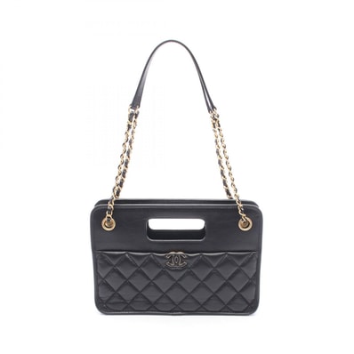 シャネル CHANEL スモール ショッピングバッグ マトラッセ ショルダーバッグ バッグ レザー レディース ブラック系 AS4037 【中古】