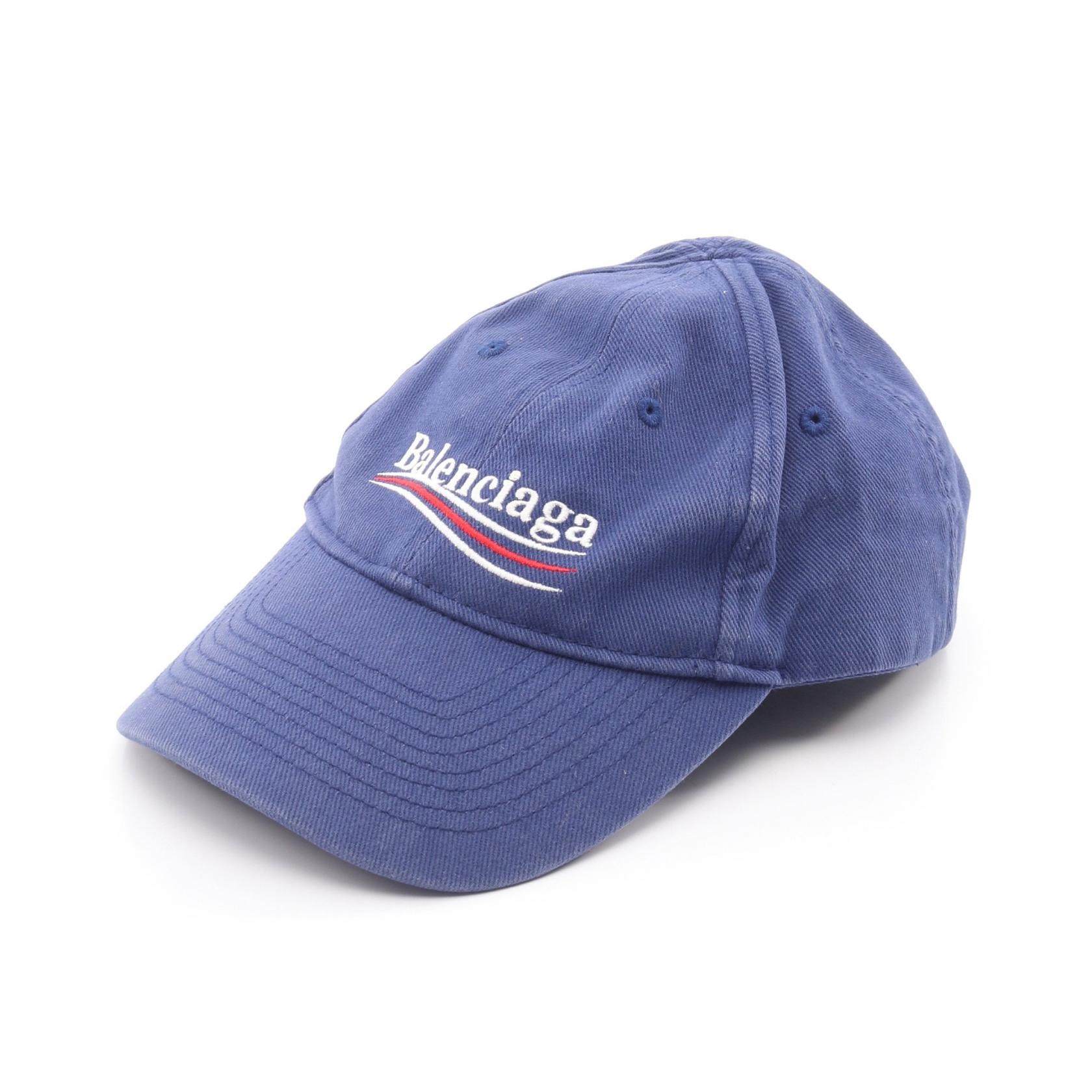 バレンシアガ BALENCIAGA キャンペーンロゴ キャップ 帽子 コットン メンズ レディース ブルー系 【中古】