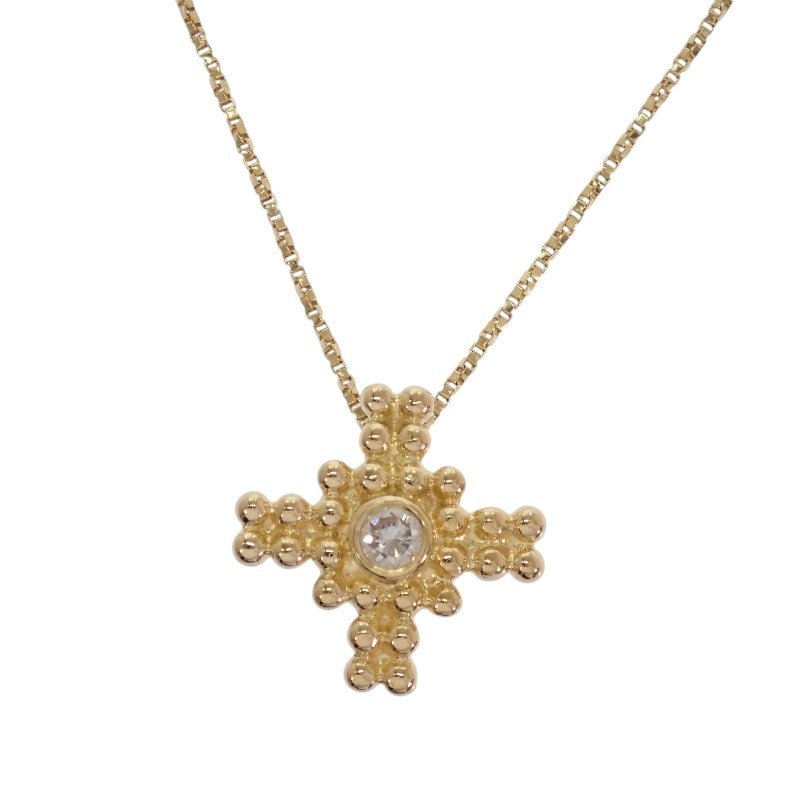 イヴサンローラン クロスネックレス K18イエローゴールド【中古】【Aランク】