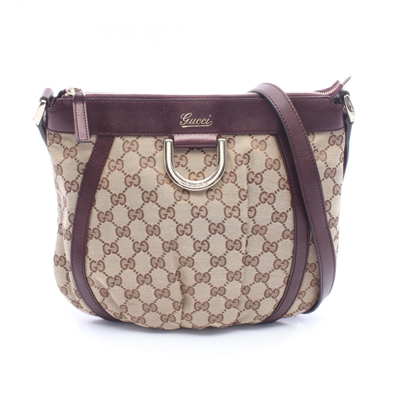 グッチ GUCCI アビー ショルダーバッグ バッグ キャンバス レザー レディース ベージュ系 / ボルドー系 203257 【中古】