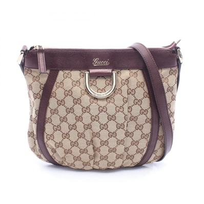 グッチ GUCCI アビー ショルダーバッグ バッグ キャンバス レザー レディース ベージュ系 / ボルドー系 203257 【中古】