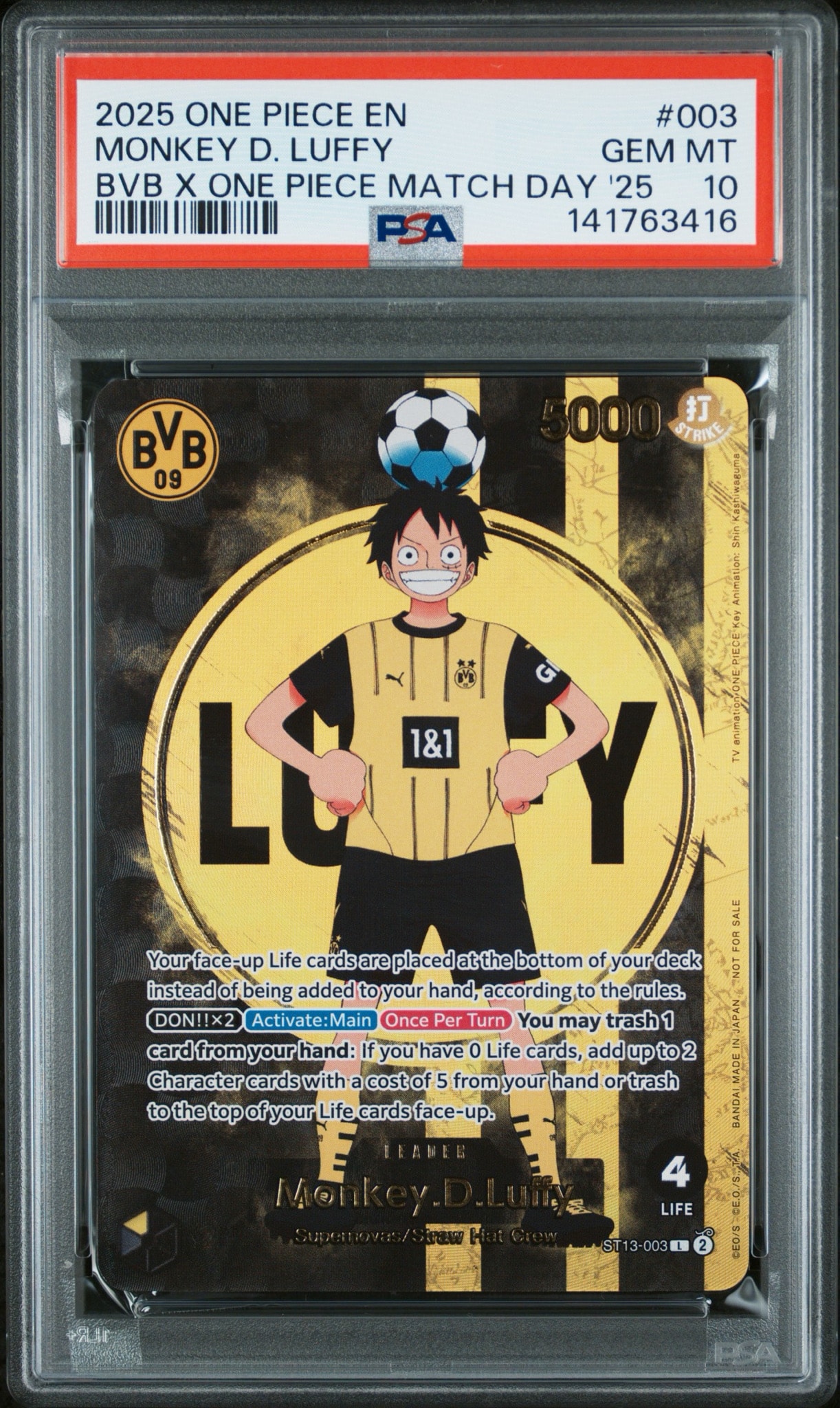 【世界で12枚PSA10】ワンピース ARカードダス F01-03 ルフィ モンキー・D・ルフィ L [ST13-003]【英語版】(プロモーションカード