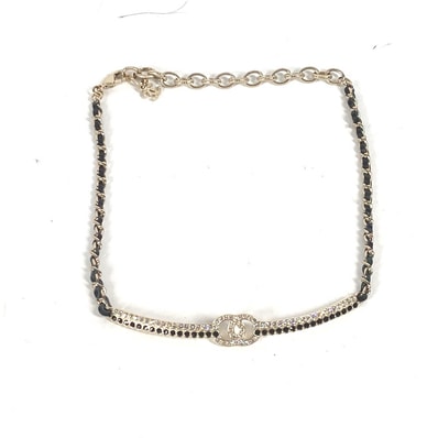 シャネル CHANEL CC ココマーク ラインストーン チョーカー AB9152 A22 アクセサリー チェーン ネックレス メタル ブラック 新品同様