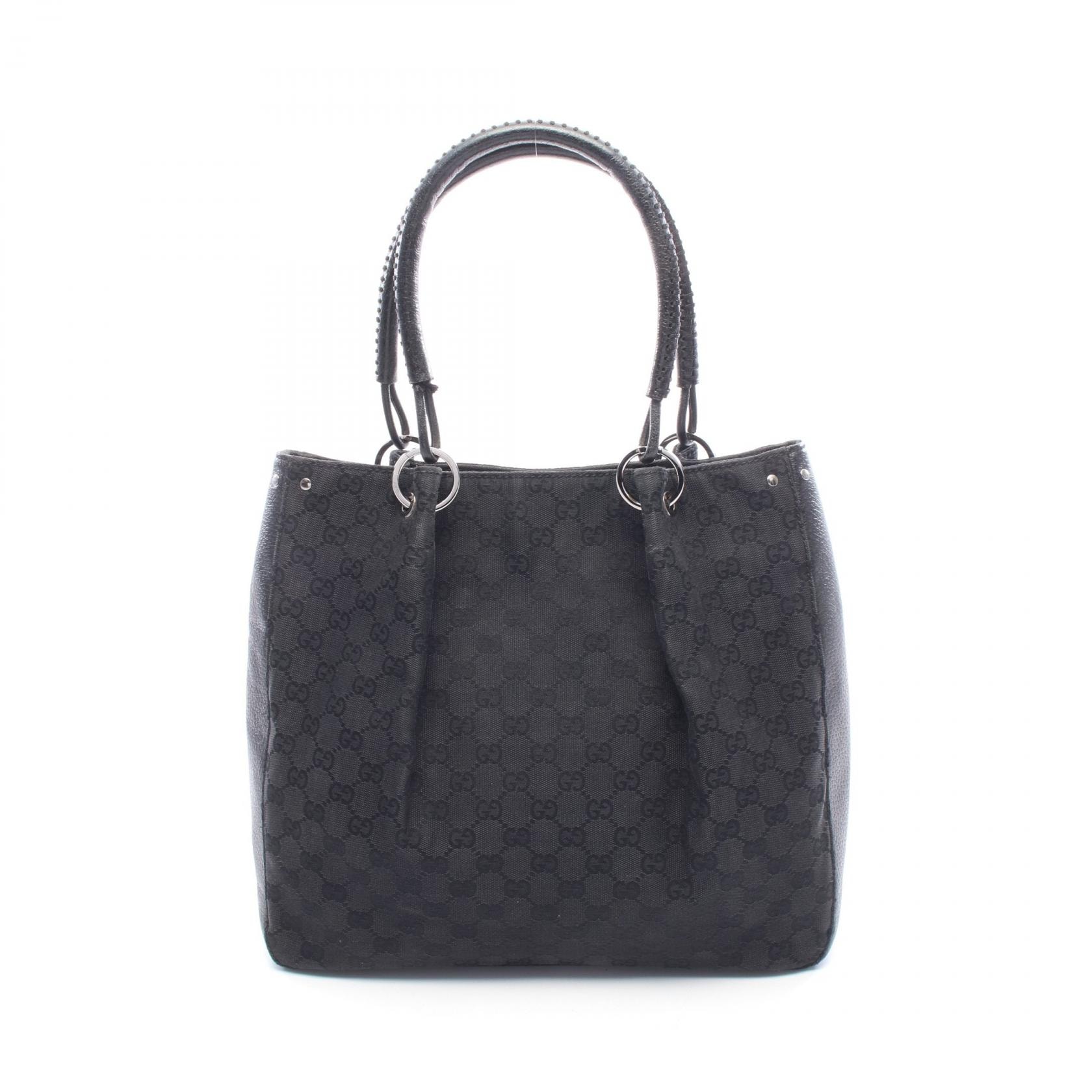 グッチ GUCCI GGキャンバス トートバッグ バッグ キャンバス レザー レディース ブラック系 115016 【中古】