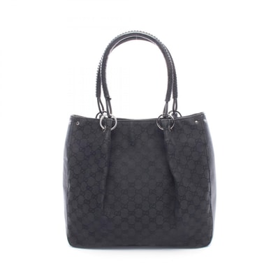 グッチ GUCCI GGキャンバス トートバッグ バッグ キャンバス レザー レディース ブラック系 115016 【中古】
