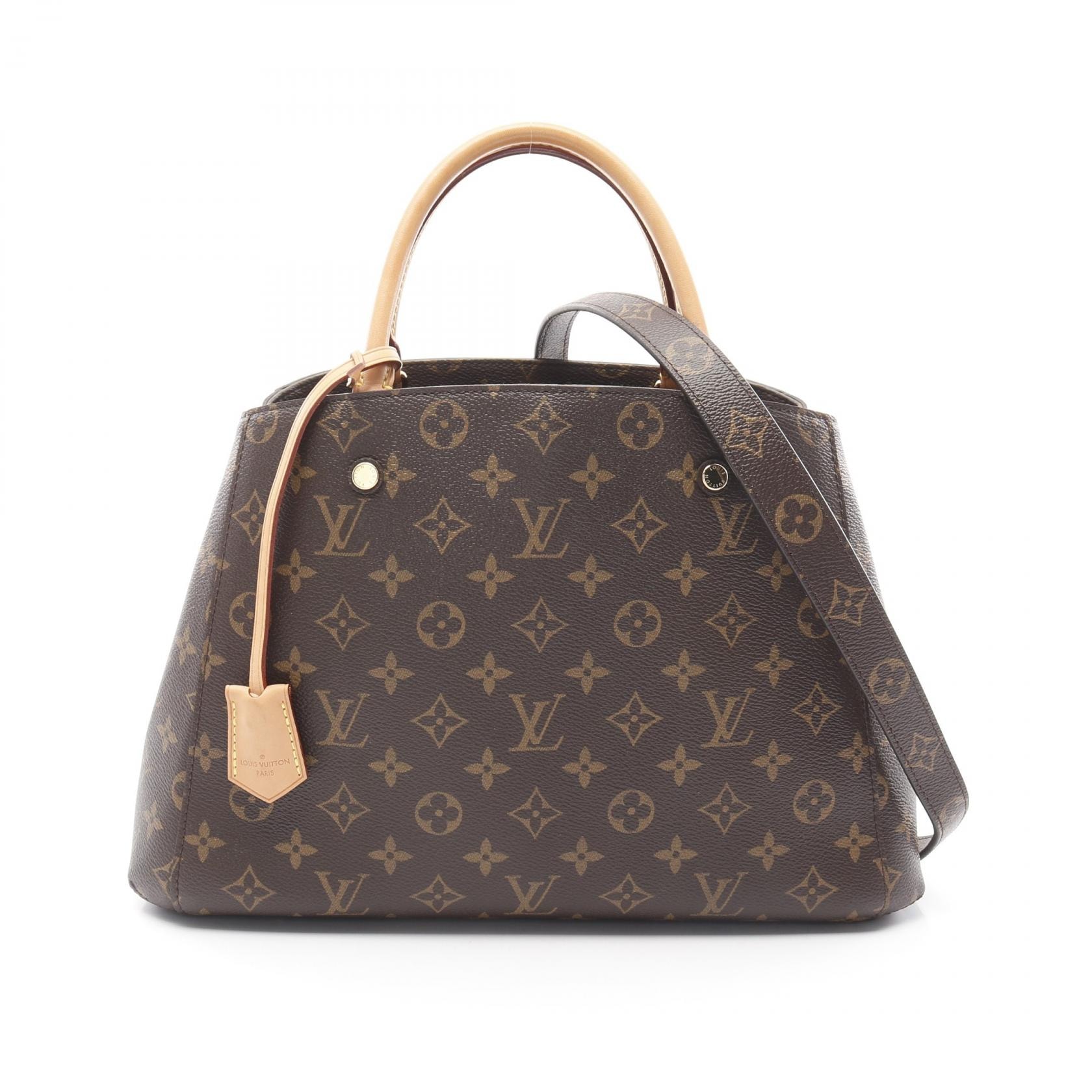 ルイ・ヴィトン LOUIS VUITTON モンテーニュMM ハンドバッグ バッグ PVCコーティングキャンバス レザー モノグラム レディース ブラウン系 M41056 【中古】