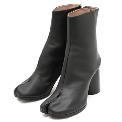 【新品同様】Maison Margiela メゾンマルジェラ 足袋ブーツ 22 TABI タビ サイズ 39 レディース レザー シリンダーヒール シューズ 本革 靴 箱/カバー付属 黒 イタリア製