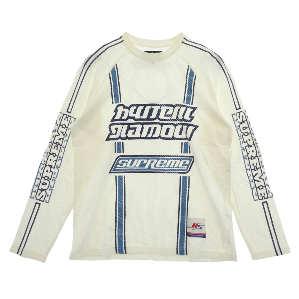 Supreme シュプリーム HYSTERIC GLAMOUR ヒステリックグラマー 24AW x HYSTERIC GLAMOUR Mesh L/S Topロングスリーブ トップ 長袖 Tシャツ カットソー オフホワイト系 ブルー系 M【中古】