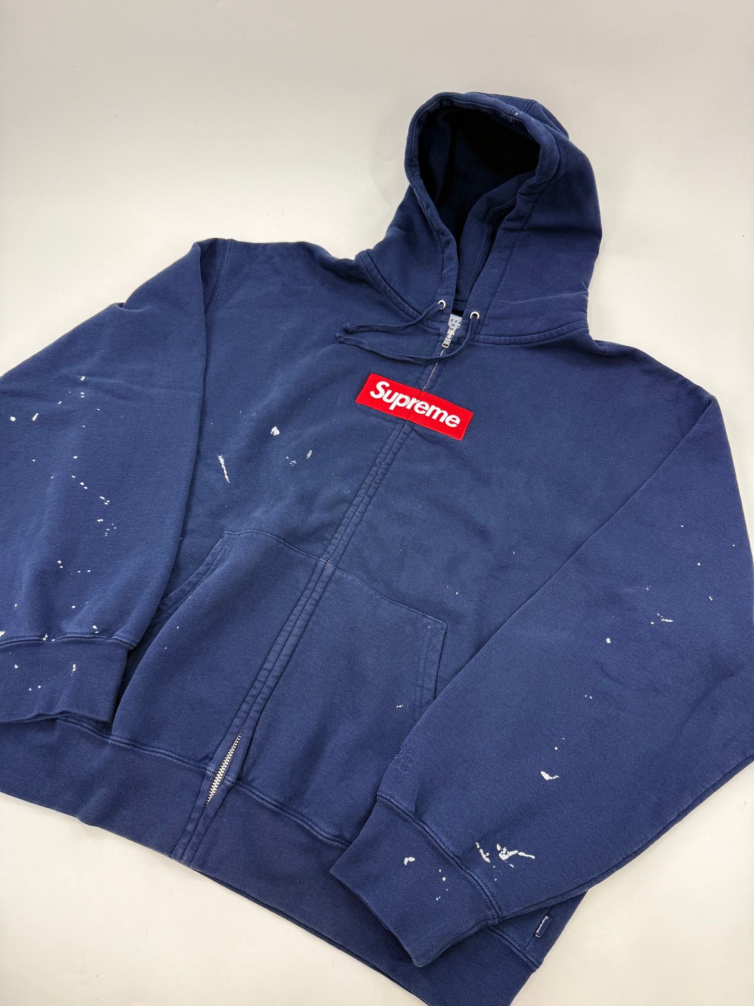 Supreme x MM6 Maison Margiela Box Logo Zip Up Hooded Sweatshirt "Navy"