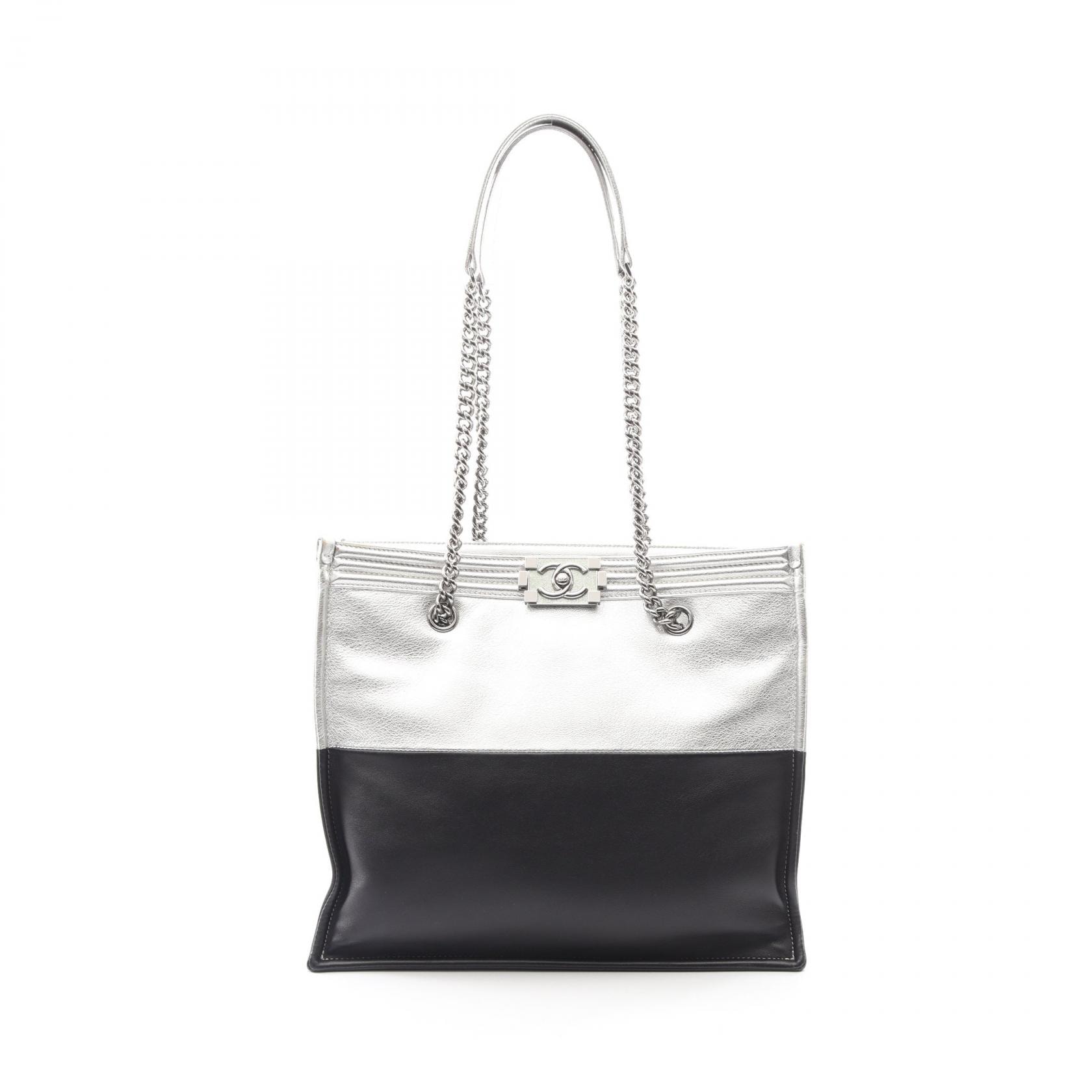 シャネル CHANEL ボーイシャネル トートバッグ バッグ レザー レディース シルバー系 / ブラック系 【中古】