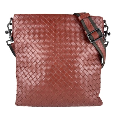 ボッテガヴェネタ BOTTEGAVENETA ショルダーバッグ イントレチャート レザー ブラウン メンズ【中古】 z9147