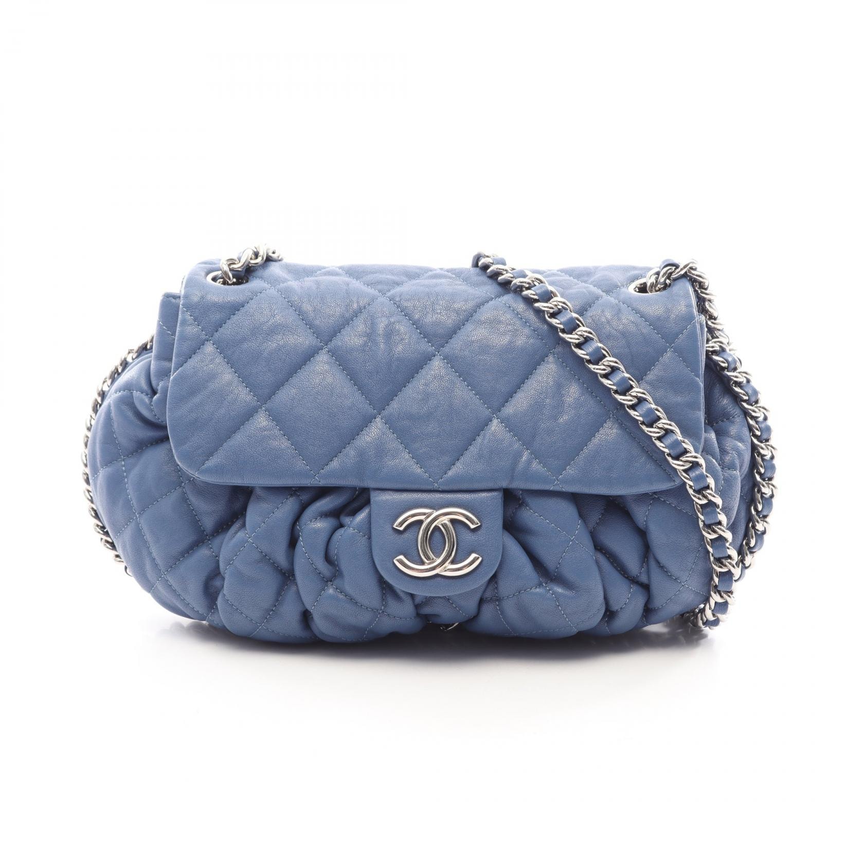 シャネル CHANEL ラグジュアリーライン マトラッセ チェーンアラウンド ショルダーバッグ バッグ レザー レディース ブルー系 A49889 【中古】