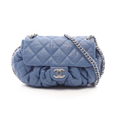 シャネル CHANEL ラグジュアリーライン マトラッセ チェーンアラウンド ショルダーバッグ バッグ レザー レディース ブルー系 A49889 【中古】