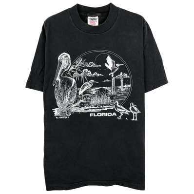 古着 90年代 オニータ ONEITA POWER-T ペリカン柄 アニマルTシャツ USA製 メンズL相当 ヴィンテージ/eaa652895