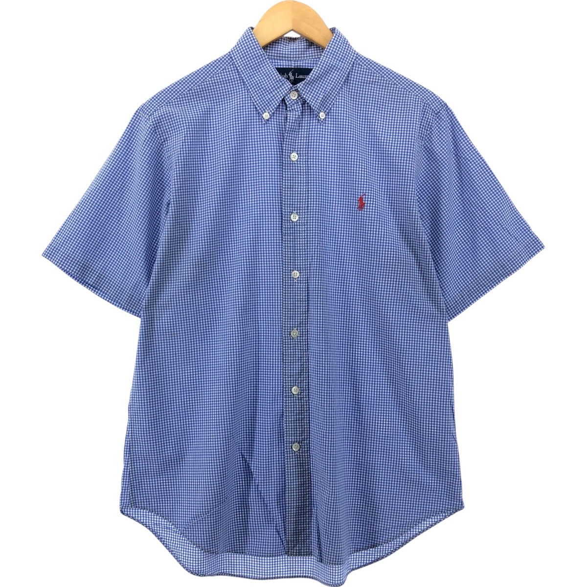 古着 ラルフローレン Ralph Lauren CLASSIC FIT ギンガムチェック 半袖 ボタンダウン チェックシャツ メンズM相当/eaa551090