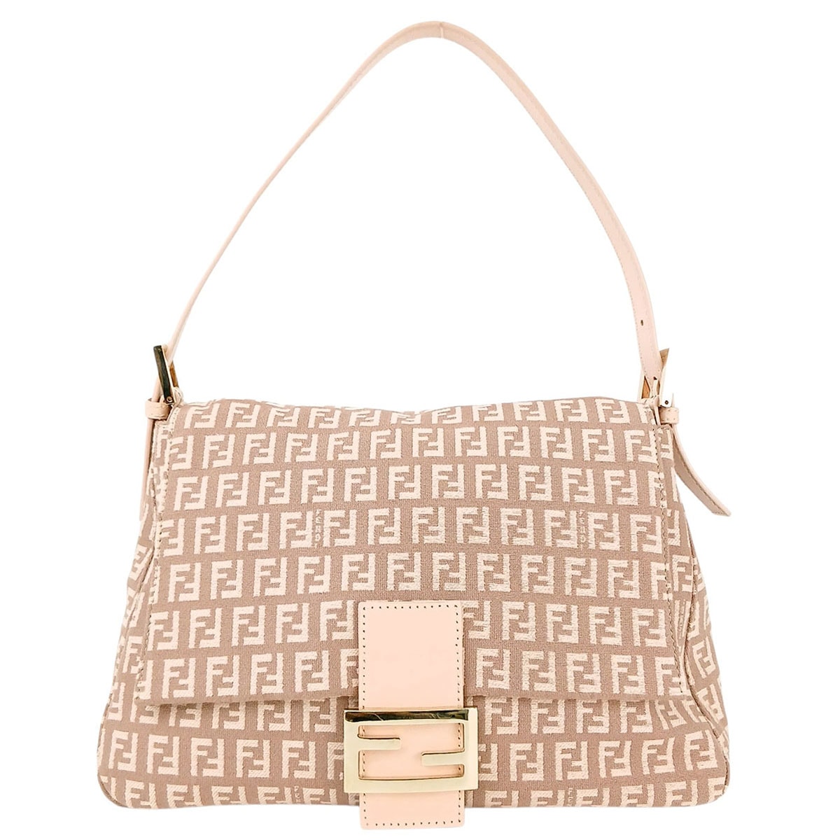 FENDI フェンディ ズッキーノ マンマバケット  ショルダーバッグ ハンドバッグ 8BR001 キャンバス ピンク  レディース【中古】