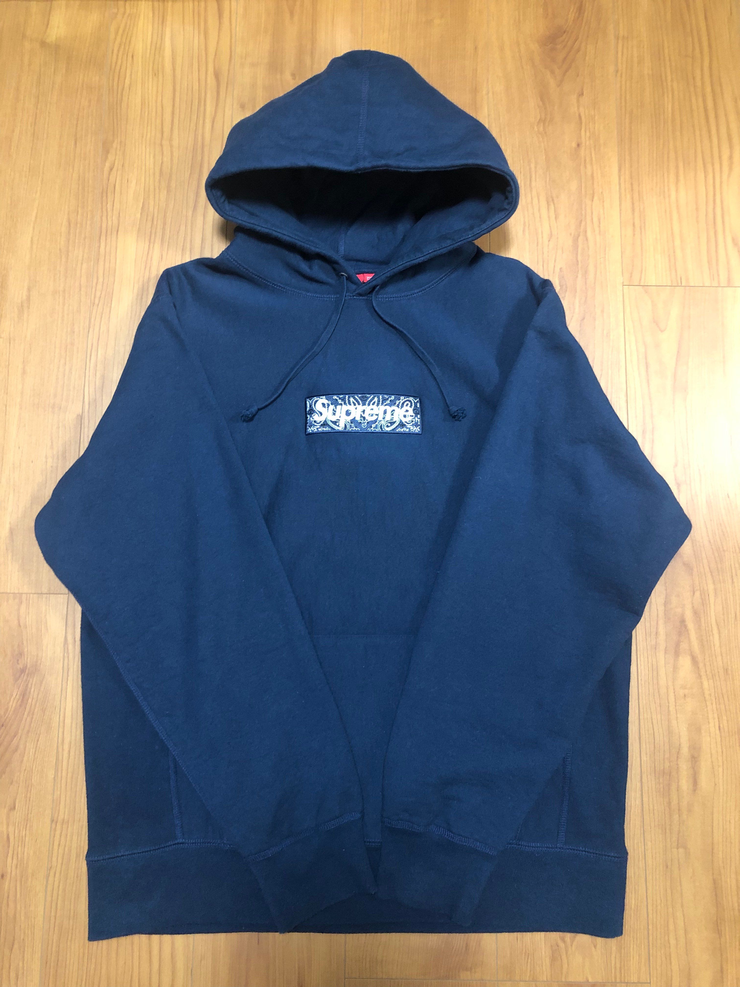 Supreme Bandana Box Logo Hooded Sweatshirt "Navy"