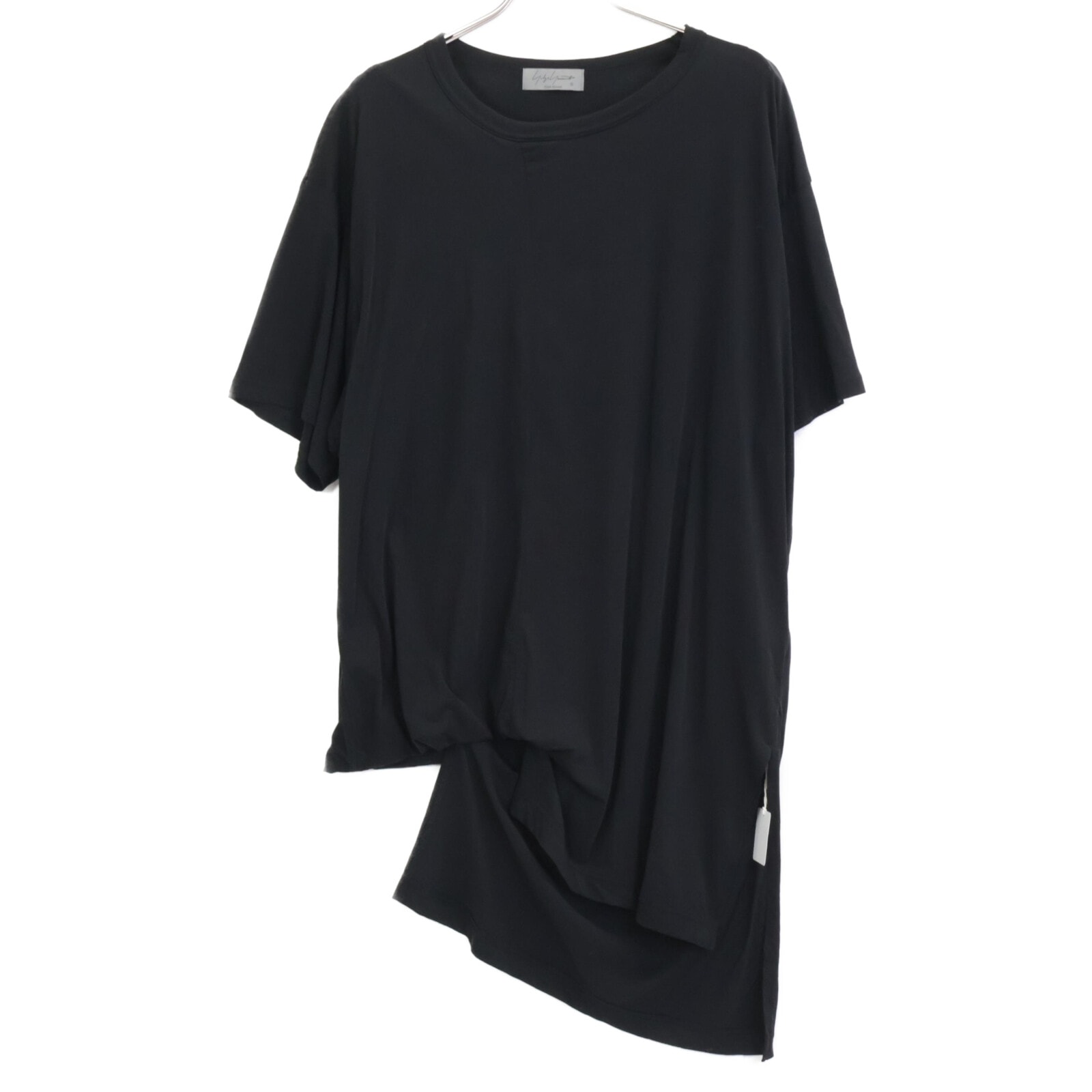ヨウジヤマモトプールオム ブラック HPーT04-071 DIORAMA JERSEY ASYMMETRY HEM SHORT SLEEVE T 3