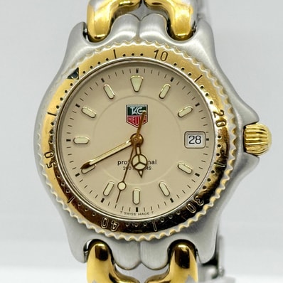 TAG HEUER タグホイヤー プロフェッショナル 200m セル WG1221-K0 ベージュ QZ メンズ 腕時計 稼働品