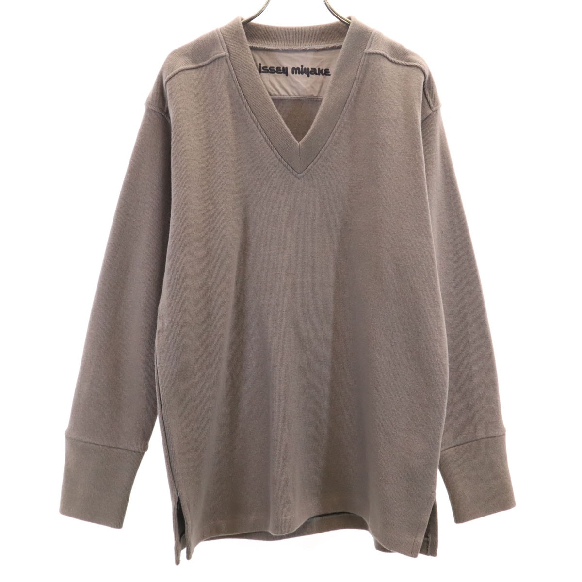 ISSEY MIYAKE イッセイミヤケ 70s 80s 日本製 ヴィンテージ 長袖 Vネック ニット 9 グレーブラウン セーター