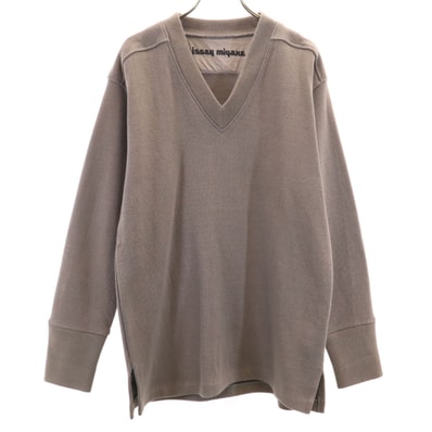 ISSEY MIYAKE イッセイミヤケ 70s 80s 日本製 ヴィンテージ 長袖 Vネック ニット 9 グレーブラウン セーター