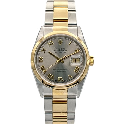 ROLEX ロレックス デイトジャスト ローマ数字 U番 36mm 腕時計 16203 ステンレススチール イエローゴールド シルバー ゴールド メンズ【中古】