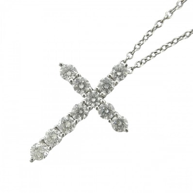 TIFFANY&Co. ティファニー ネックレス クロスペンダント スモール アクセサリー ジュエリー Pt950プラチナ ダイヤモンド レディース 約3.3g【中古品】