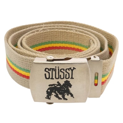 STUSSY ステューシー ベルト 90s 00s Old オールド ラスタカラー ガチャベルト ライトブラウン系【中古】