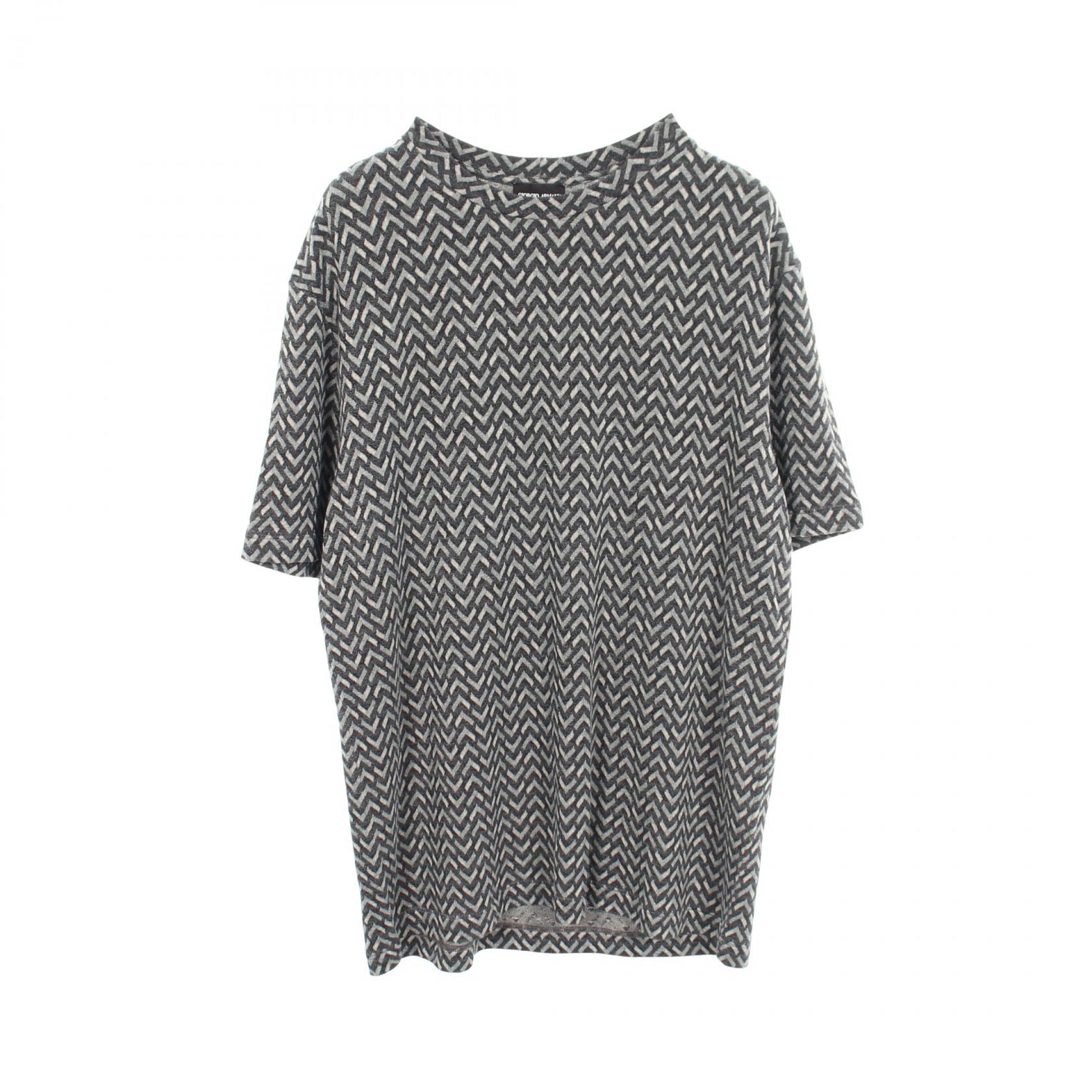 ジョルジオアルマーニ GIORGIO ARMANI ジオメトリック カットソー 衣料品 トップス ビスコース メンズ ネイビー系 / グレー系 3LSM76 【中古】