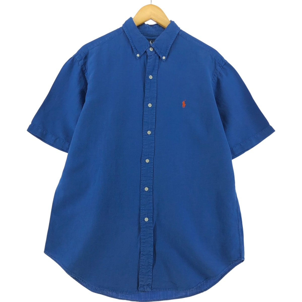 古着 ラルフローレン Ralph Lauren CLASSIC FIT 半袖 リネン ボタンダウンシャツ メンズL相当/eaa531560