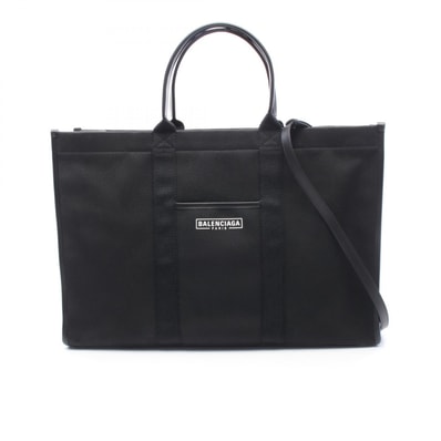 バレンシアガ BALENCIAGA ハードウェア ラージ 2WAY トートバッグ バッグ キャンバス レザー メンズ ブラック系 671403 2HHAM 【中古】
