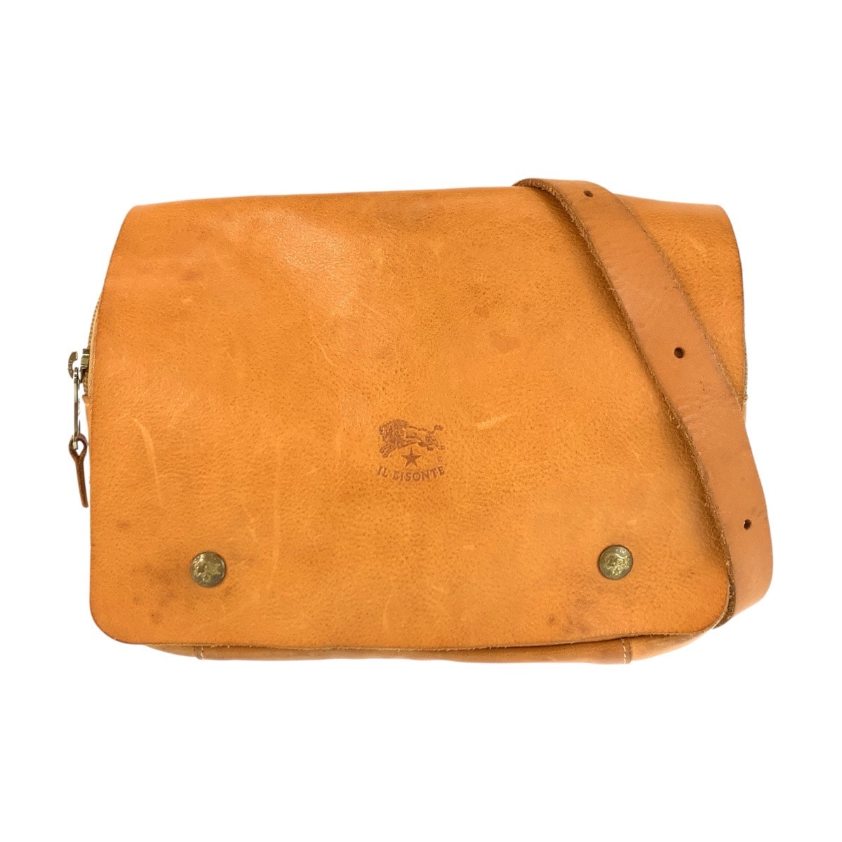 IL BISONTE イルビゾンテ ブラウン キャメル ゴールド金具 レザー ボディバッグ ショルダーバッグ 男女兼用 600994 【中古】