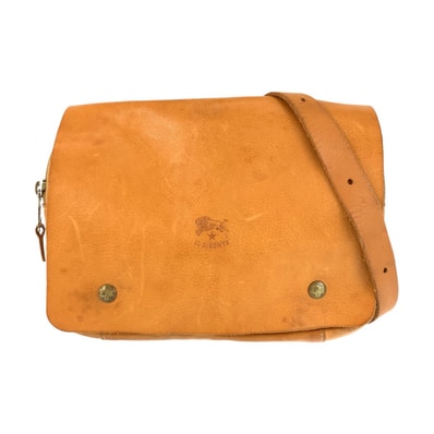 IL BISONTE イルビゾンテ ブラウン キャメル ゴールド金具 レザー ボディバッグ ショルダーバッグ 男女兼用 600994 【中古】