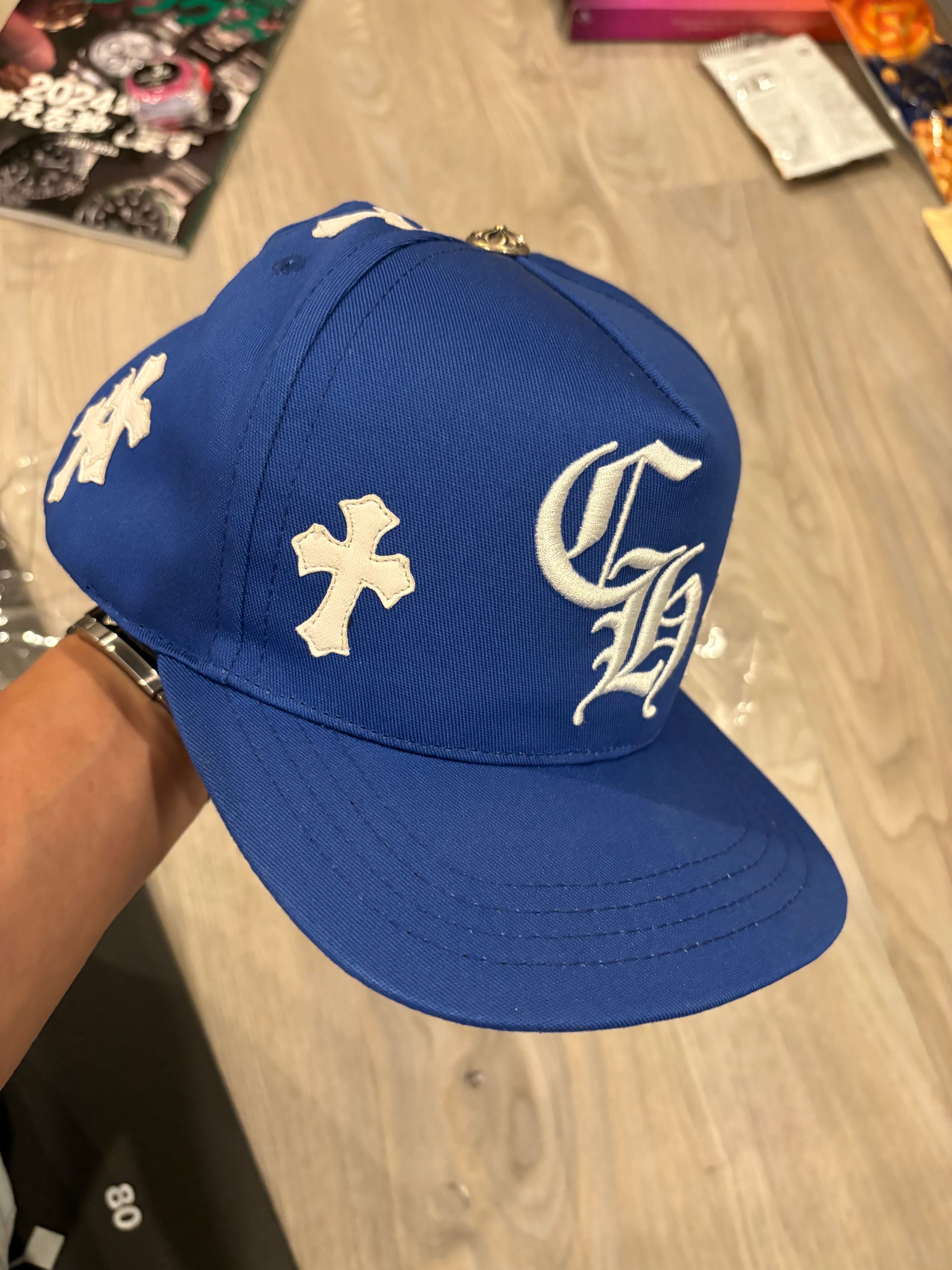 Chrome Hearts CH Hat Cross Patch Baseball Cap "Blue/White"