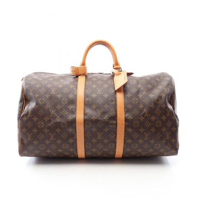 ルイ・ヴィトン LOUIS VUITTON キーポル55 ボストンバッグ バッグ PVCコーティングキャンバス レザー モノグラム メンズ レディース ブラウン系 M41424 【中古】