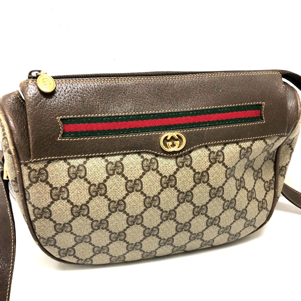 グッチ GUCCI ウェビングライン 001115 0918 GGプラス  カバン ポシェット ショルダーバッグ PVC/レザー オールドグッチ