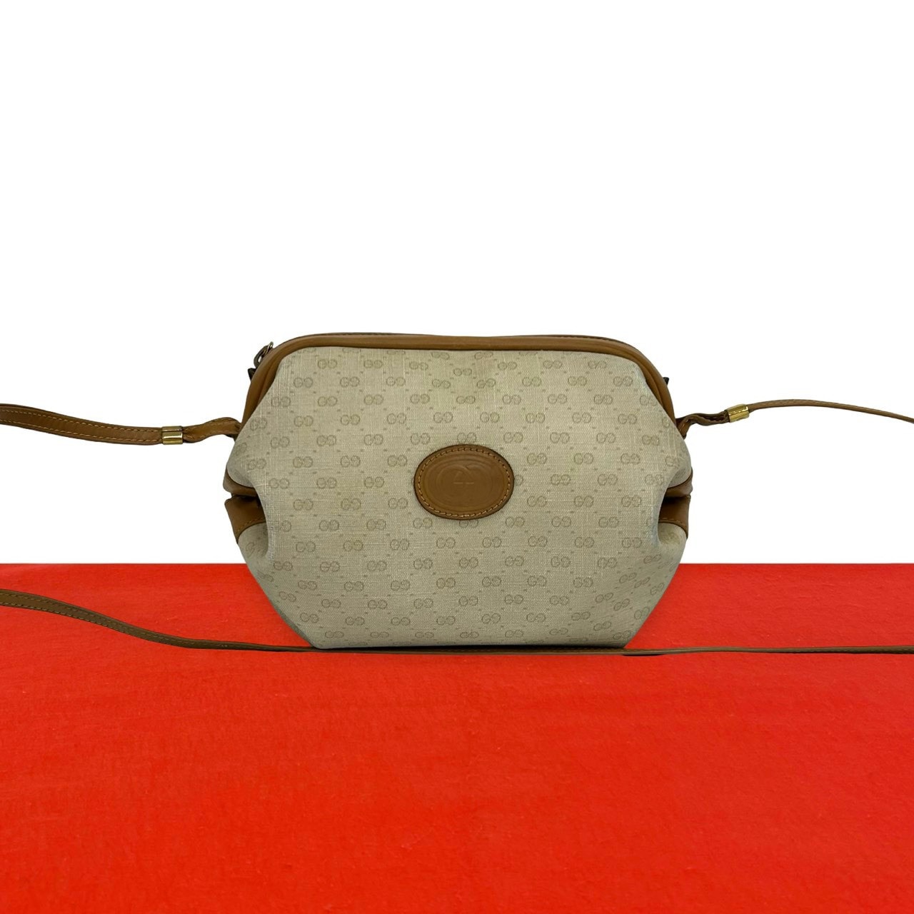 GUCCI グッチ マイクロGG  レザー PVC ショルダーバッグ ベージュ
 34850