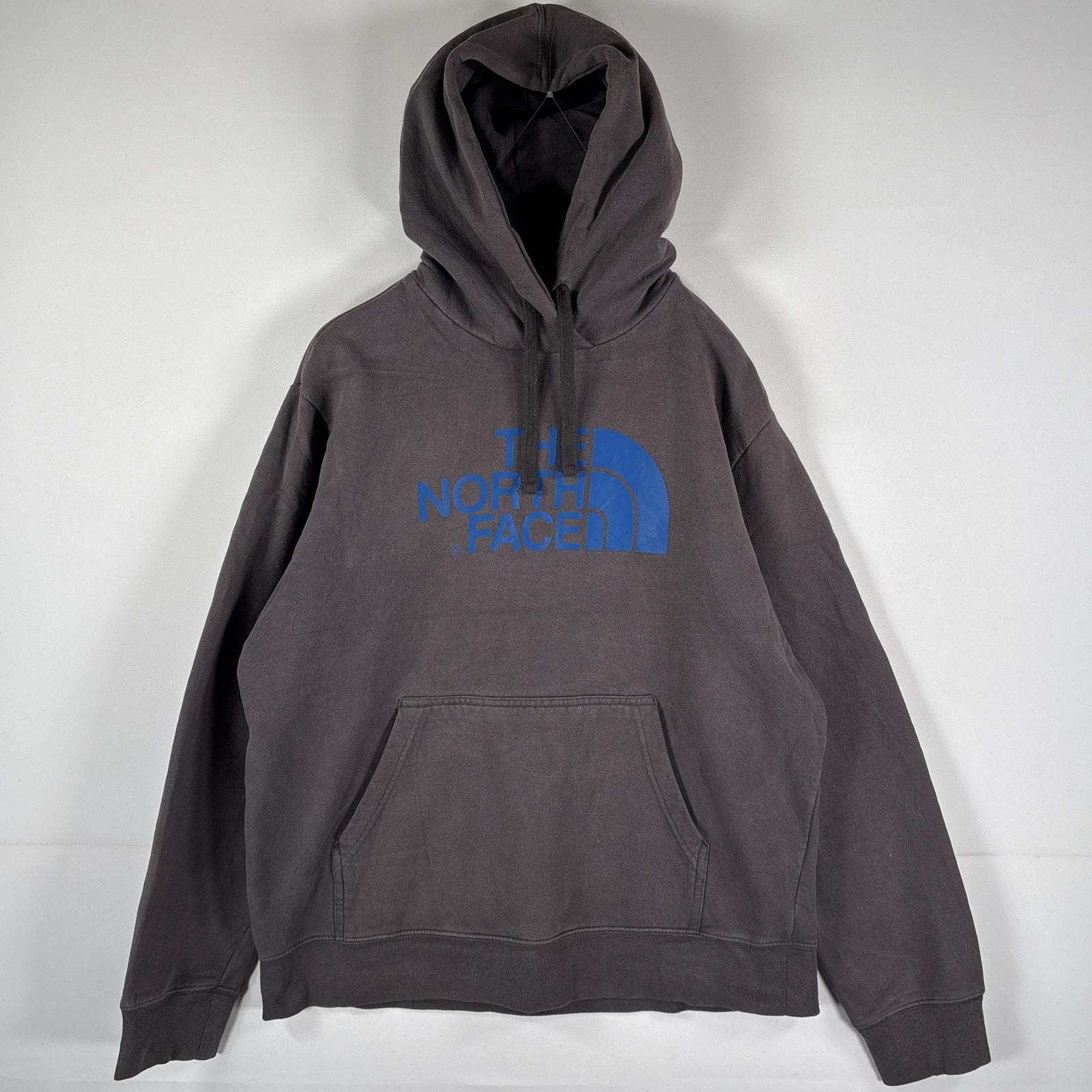 古着 ザ・ノースフェイス THE NORTH FACE パーカー フーディー ワンポイントビッグロゴ マフポケット L ダークグレー メンズ