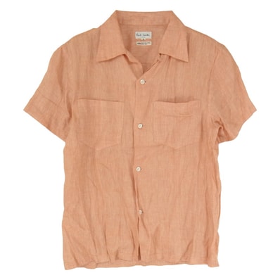 Paul Smith ポール・スミス 半袖シャツ リネン オープンカラー 開襟 半袖 シャツ オレンジ系 M【中古】