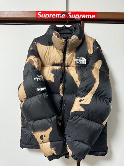 Supreme x The North Face Bleached Denim Print Nuptse Jacket "Black"