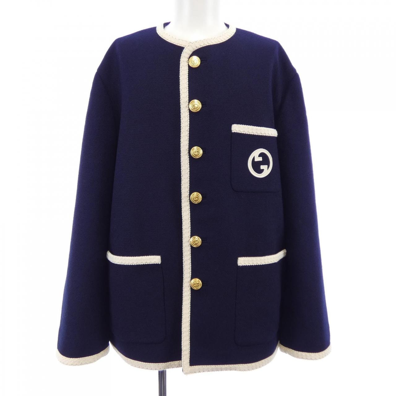 グッチ GUCCI エンブロイダリーレトロツイードジャケット 741095 ZAM2H ノーカラージャケット