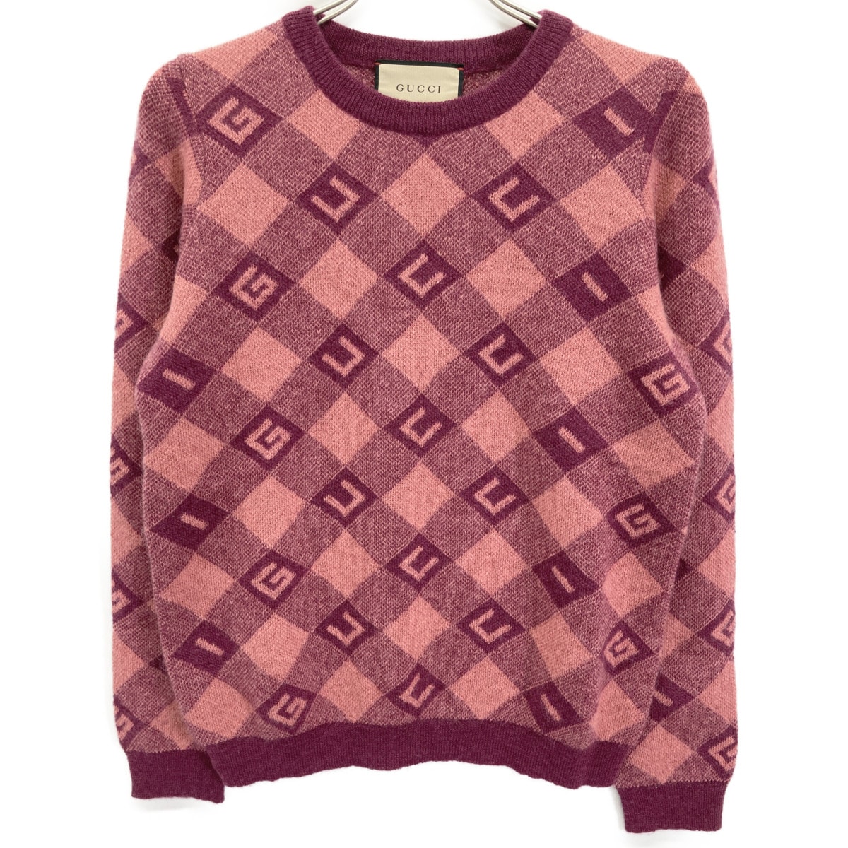 グッチ 644354 ピンク ロゴ ウール ニット M