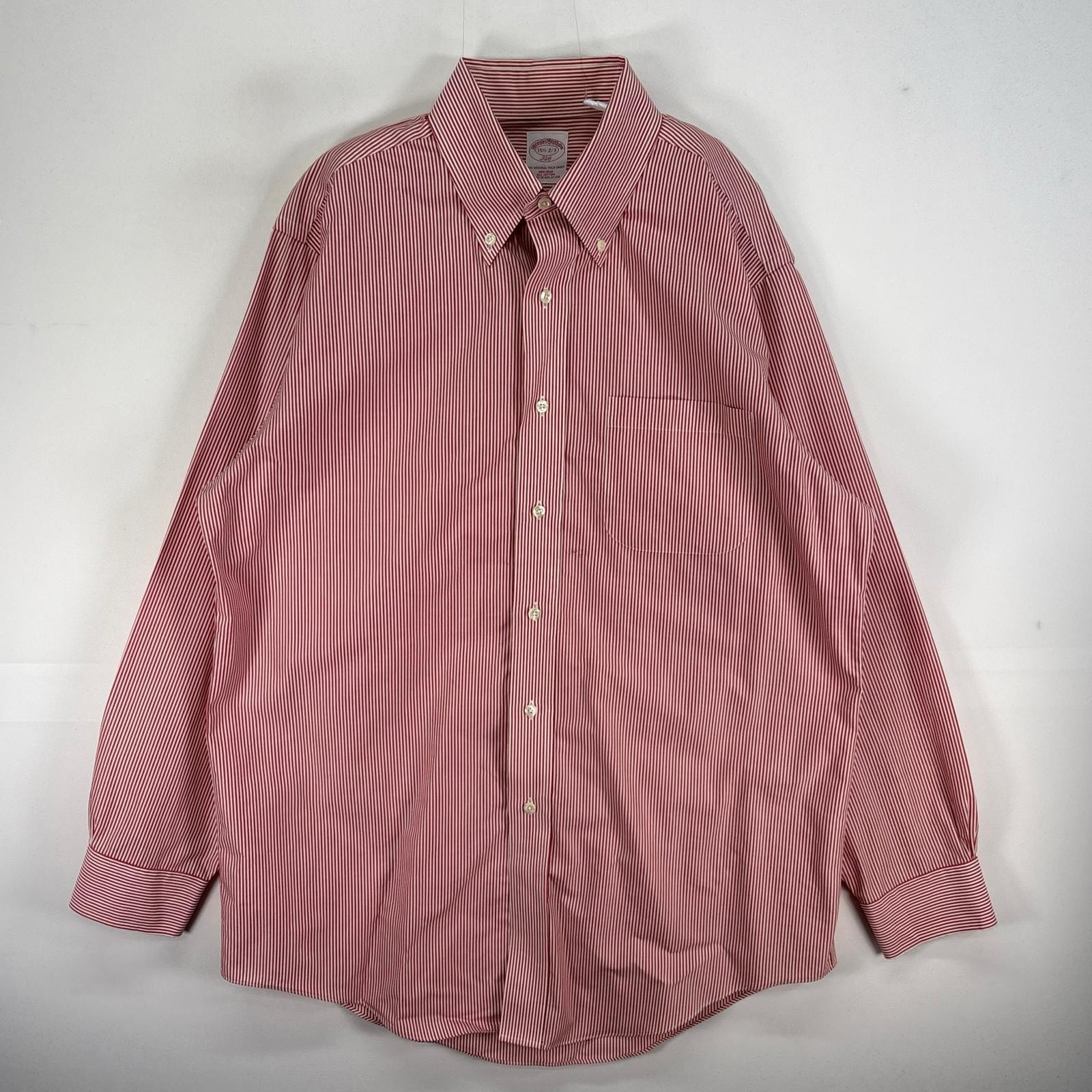 古着 ブルックスブラザーズ Brooks Brothers 長袖シャツ 346 ボタンダウン 胸ポケ M レッド系 ストライプ メンズ