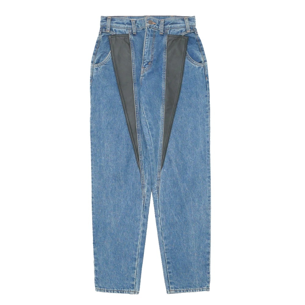 ■美品■CELINE セリーヌ デニムパンツ サイズ28(165/70A) エディ期 異素材 羊革 テーパード ジーンズ ブランド古着【中古】20260901/RB0803